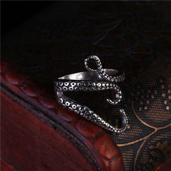 Adjustable Punk Style Octopus Tentacle Ring Unisex Devilfish Jewelry Gift - Picture 3 of 5
